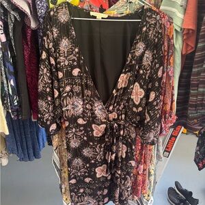 Love Stitch Black Floral Midi Dress